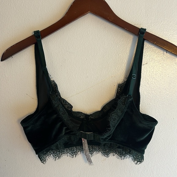 Free People Royal Green Claudia Underwire Velvet Bra with Lace details, Size 34C - Picture 5 of 8